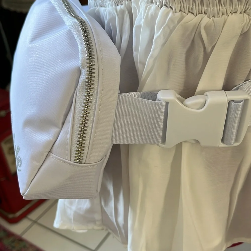 Brides Belt Bag  make up bag  cosmetic case  fanny pack   Nylon   White / silver
